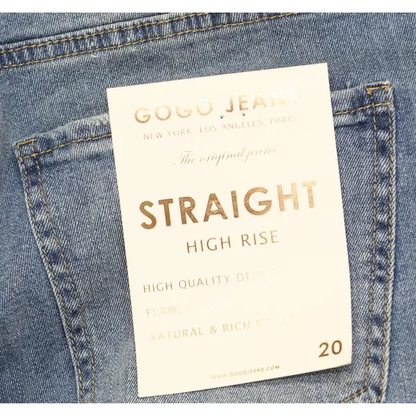 NWT Gogo Jeans Distressed Frayed Straight-Leg Jeans Medium White Wash Blue 20W - Image 14