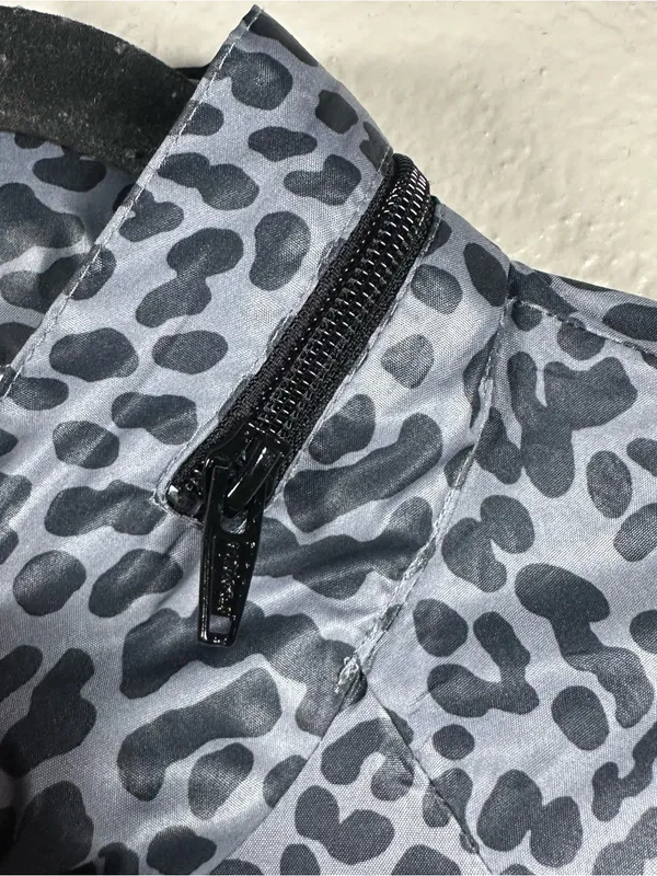 Motherhood Maternity Gray Leopard Print Raincoat with Drawcord Waist SZ:L - Image 5