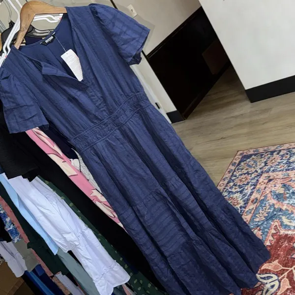 Cotton pocket Navy Blue Maxi Dress - Image 9
