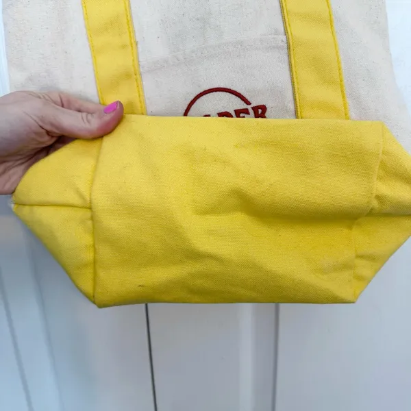Trader Joe's Yellow and Cream Mini Tote Bag - Image 3