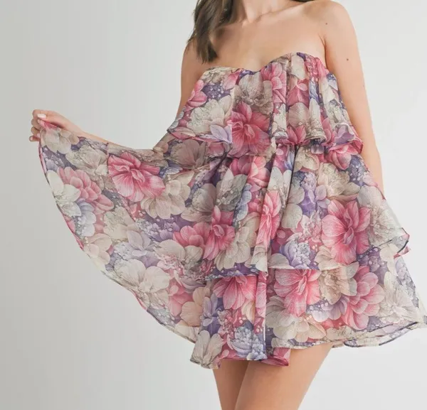 Tiered Floral Organza Ruffle Dress - Image 6