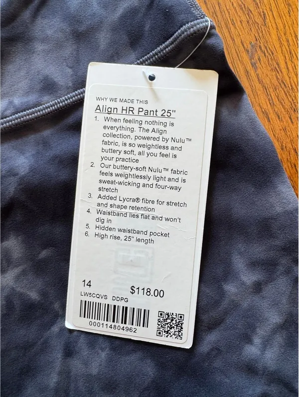 Lululemon Align High Rise 25” Diamond Dye Pitch Grey Graphite Grey Size 14 NWT - Image 4