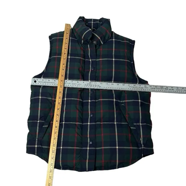 EDDIE BAUER Green Blue Puffer Vest Sleeveless Jacket Goose Down Full Zip Snaps - Image 8