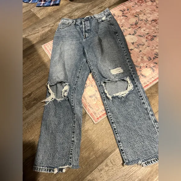 Pacsun high rise straight Distressed Blue Jeans‎ size 27 - Image 4