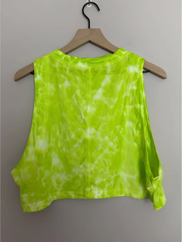 Lululemon All Yours Cropped Cotton Tank Top Marmoleado Tie Dye Eccentric Lime - Image 3