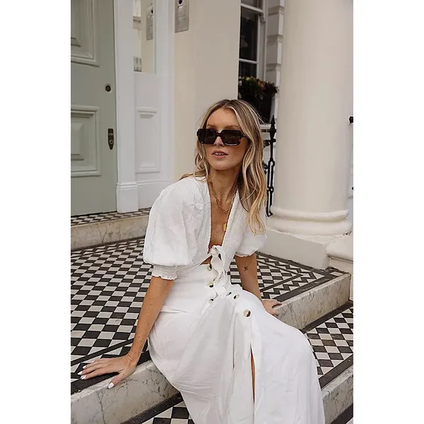 Free People String Of Hearts Maxi Dress Dress Linen Blend Ivory White Small - Image 6