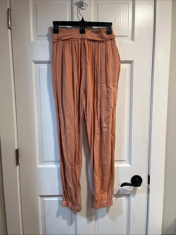 American Eagle Linen Blend Paperbag Pants in Pink Size Medium - Image 6