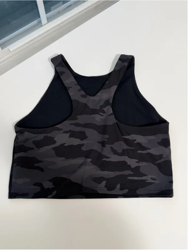 Athleta Conscious Crop Tank Bra A-C Black Gray Camo Size S - Image 3