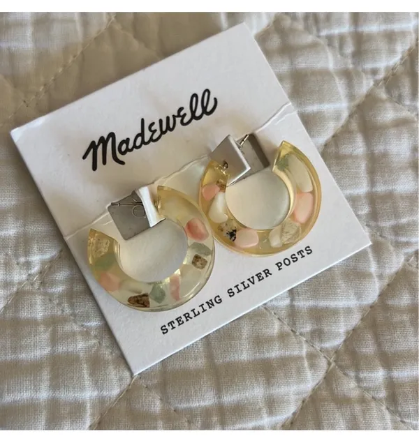 Confetti Acetate Hoop Earrings Blush Multi - Image 4