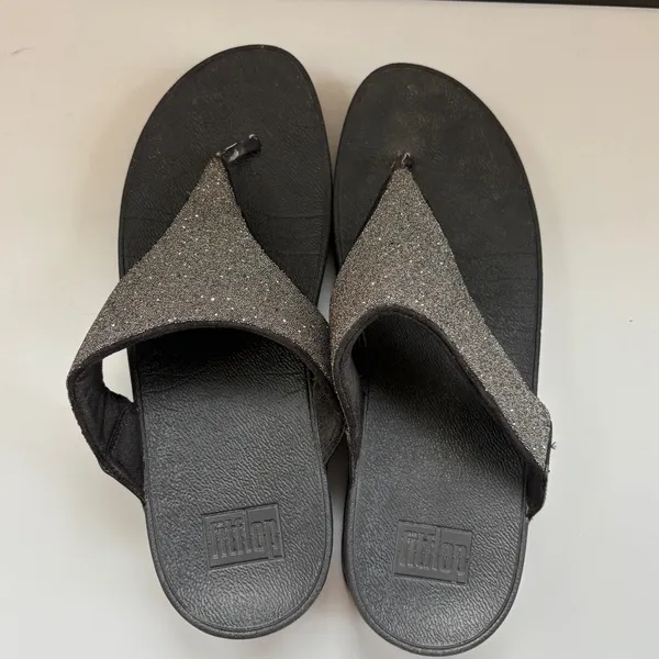 Fitflop Lulu‎ Glitter Womens Size 10 Black Glitter Top Thongs Flip Flop Sandals - Image 4