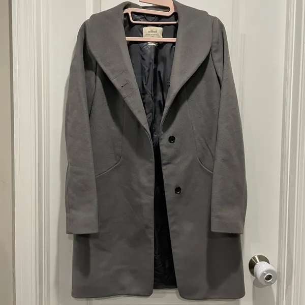 Aritzia Wilfred The Cocoon Wool Cashmere Coat in Grey Size Small - Image 4