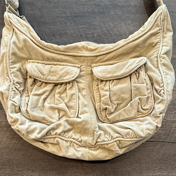 Old Navy Vintage Y2K Cream/Beige Shoulder Boho Messenger Bag - Image 2