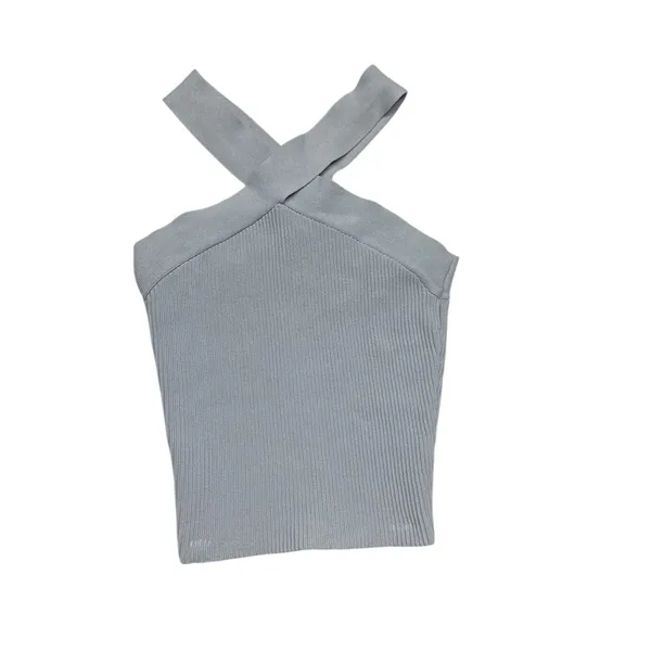 Babaton by Aritzia Sculpt Knit Criss‎ Cross Tank Color lBlue - Image 4