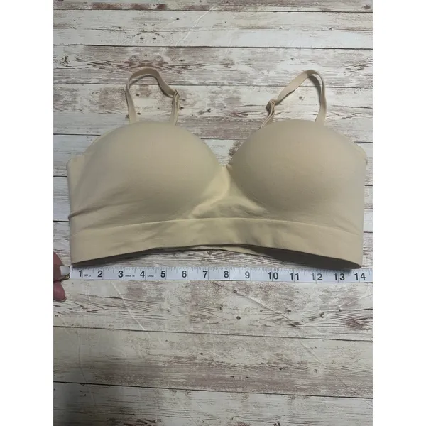 Truekind Wireless Bra Size Large Beige Neutral T-Shirt Padded Seamless Comfort - Image 2