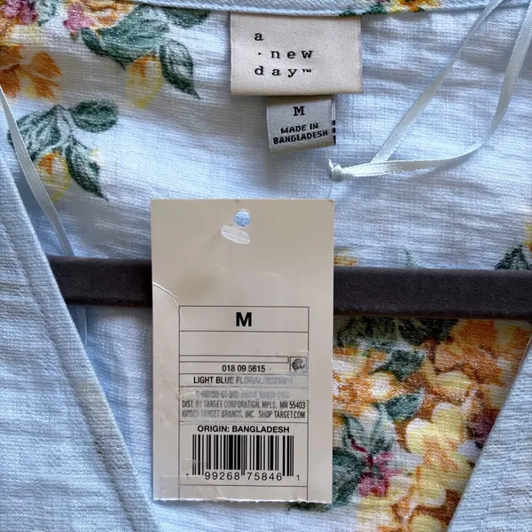 A New Day Light Blue Floral Wrap V-Neck Tiered Midi Dress NWT Size M - Image 7