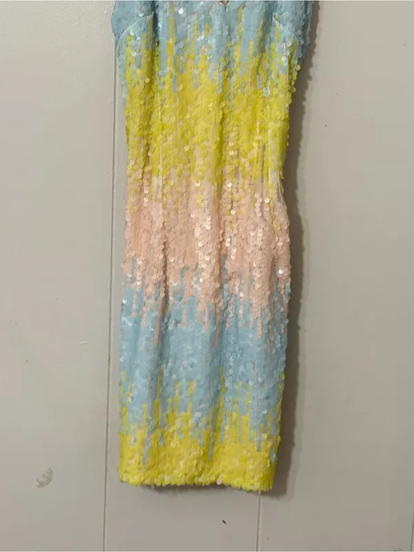 superdown Taylor Sequin Mini Dress Pastel Multi Open Back NWT S - Image 4