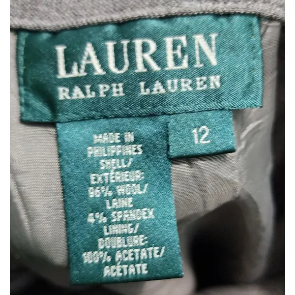 Lauren Ralph Lauren Gray Pencil‎ Skirt Professional Office Wear Size 12 - Image 3