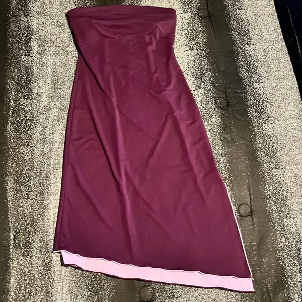 Womens 3/4 Vintage Express Y2K Strapless Asymmetrical Hem Maxi Dress Plum Purple - Image 2