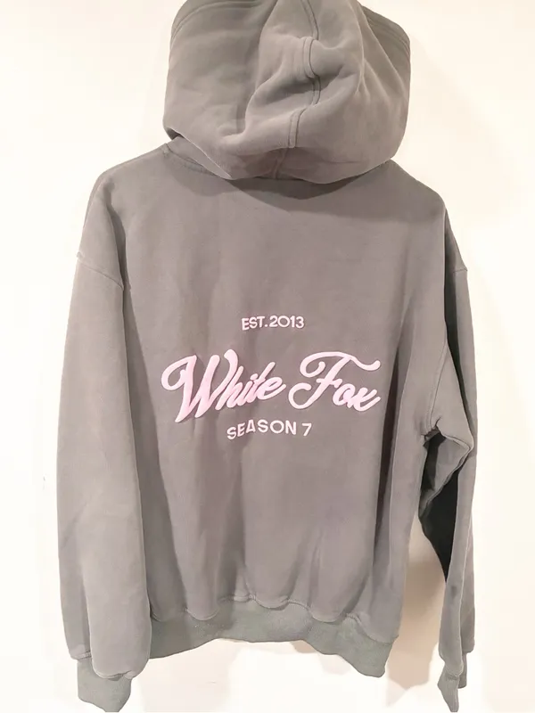White Fox Boutique Season 7 Oversized Hoodie‎ Monument Grey Pink Small/Medium - Image 5