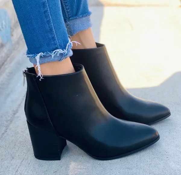 Black vegan Leather Ankle Bootie Size 8 - Image 2