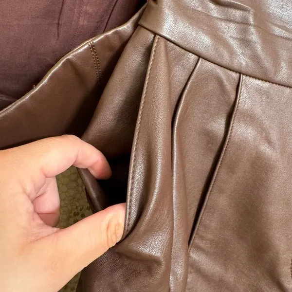 Free People Walnut Brown Faux Leather Pants Bandeau Set Size 8 NWOT - Image 6