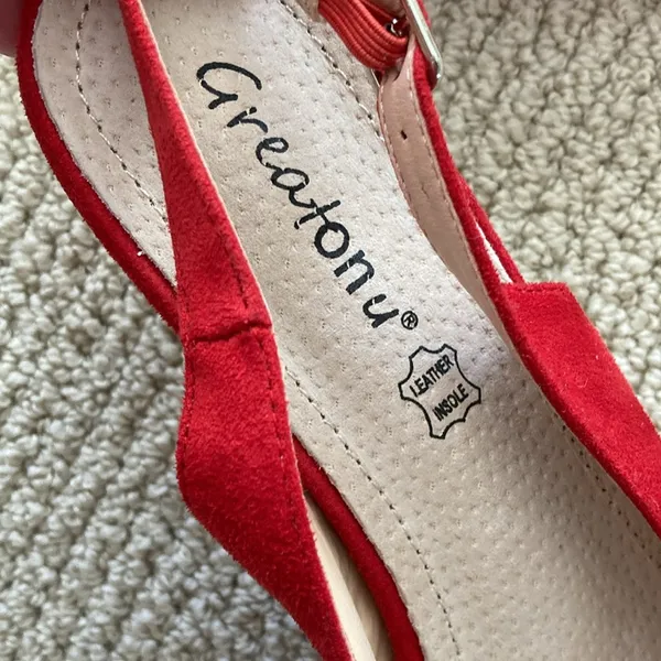 NEW Greatonu Bright Red Women’s Kitten Heels Suede Leather Size 39 Shoes NWOB - Image 12