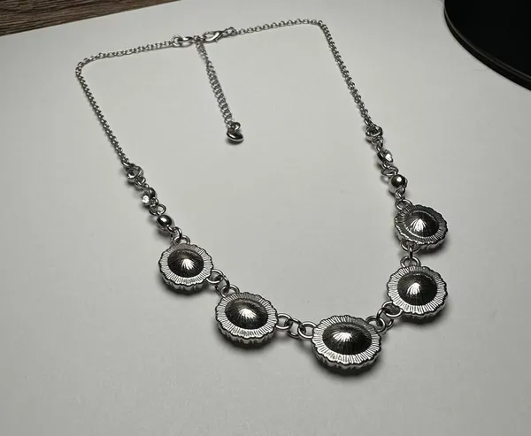 Roman Clear Rhinestone Silver Tone Necklace Signed RMN Adjustable Length - Image 10