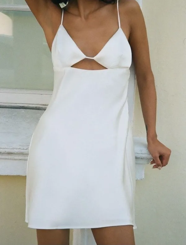 ZARA Dress Mini Satin Lingerie Effect White Wedding Bridal Shower Vacation Summer - Image 7
