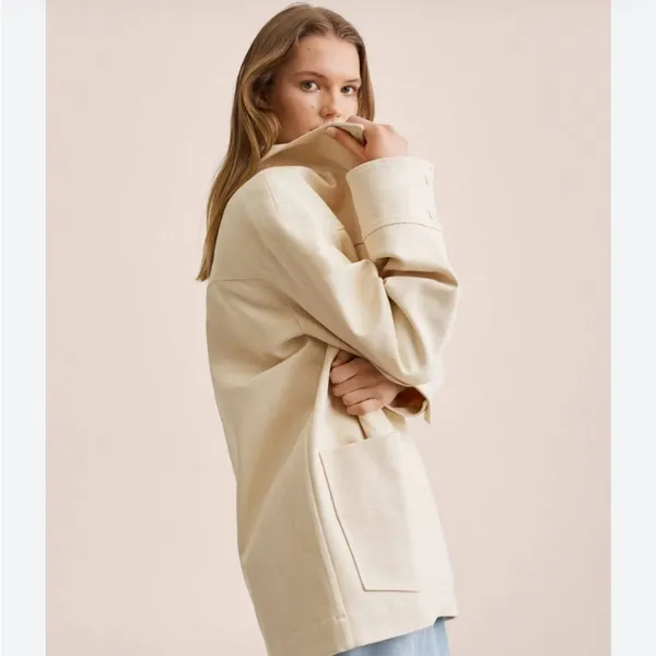 Mango NWT Oversized cotton jacket ECRU LARGE - Image 7