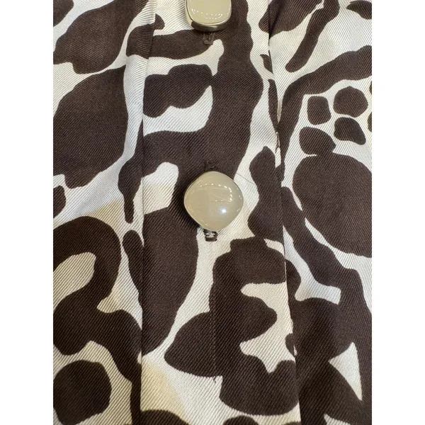 Milly New York‎ Brown & White Print Silk Short Sleeve Dress Size 6 - Image 7