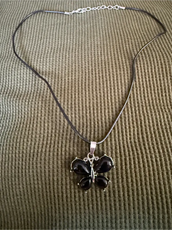 Women's Black Butterfly Pendant Necklace - Unbranded - Image 3