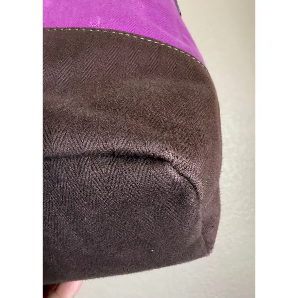 Sperry Top Sider Womens Large‎ Hobo Bag Purse Purple Canvas Leather Shoulder - Image 8