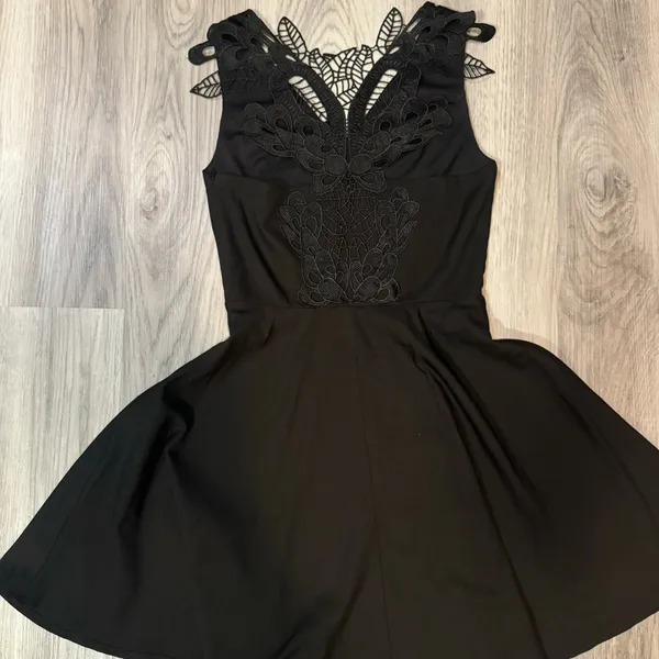 Altar’d State size Small fit and flare black mini dress with lace detail on back - Image 5