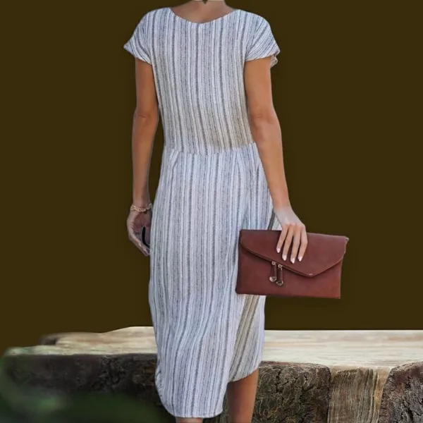 VICI Women's Multicolor Striped Knotted Twist Front Dress - Image 2