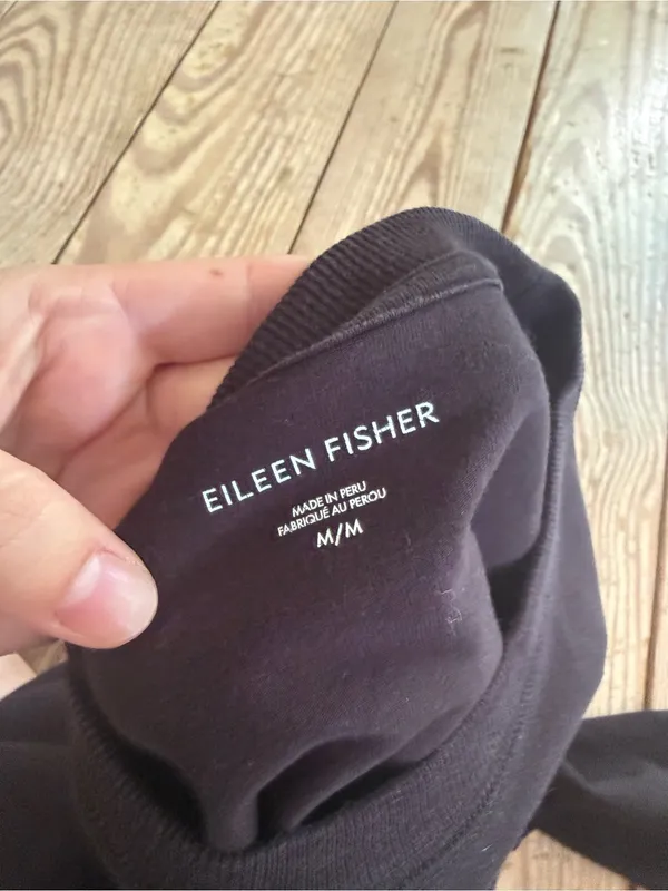 Eileen Fisher Black Crewneck Sweatshirt Size Medium - Image 2