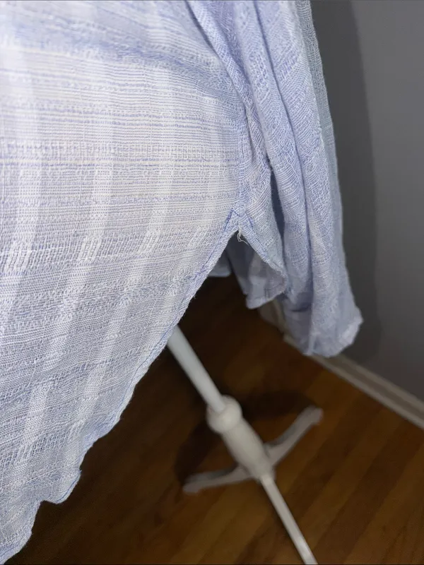 Free People Light Blue & White Striped Button-Down Top - Image 11