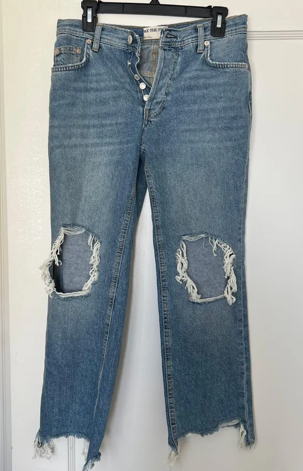 We The Free Jeans Free People Maggie Straight Leg Distressed Jeans Size 25 NWOT - Image 3