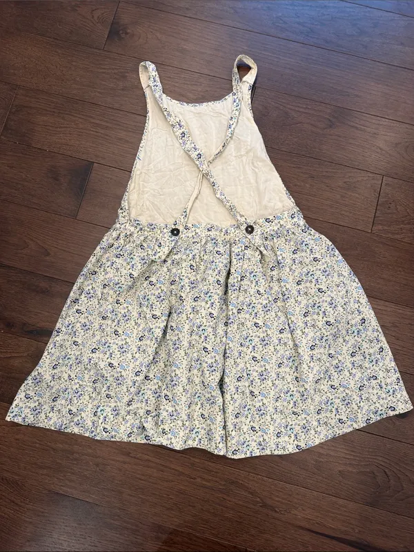 Free People Floral Smocked Open Back Mini Dress Blue Cream Small - C11-498 - Image 10
