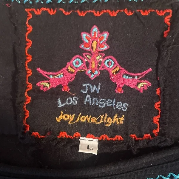 Johnny Was Embroidered Floral Black 100% Cotton Tunic Dress Scoop Neck Large - Image 9