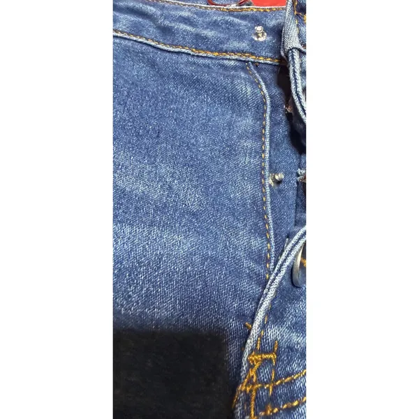 SHEIN Women Size 32 Distressed High Waisted Blue Denim Button Fly Raw Hem‎ Jeans - Image 5