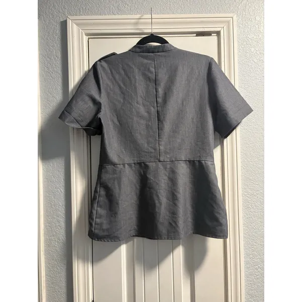 FIGS Scrub Top Womens Small Grey Technical Collection Mandarin Collar W18SW1010 - Image 3