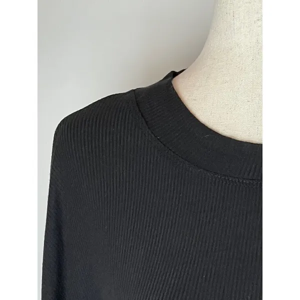 Lulus Mercurio Black Loose Ribbed‎ Drop Shoulder Long Sleeve Top Size S - Image 7