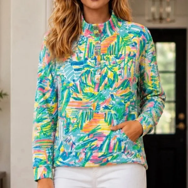 Lilly Pulitzer Captain Popover Knit Top in Sea Salt Sun Pockets MEDIUM - Image 14