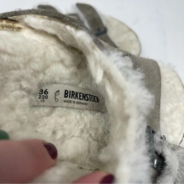 BIRKENSTOCK Arizona Shearling in Iron grey & Natural sz 36 L 5 - Image 6