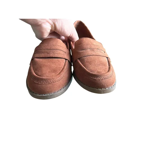 American Eagle Sz 7 Womens Brown Slip On Penny Loafers Preppy Old Money Minimal - Image 7