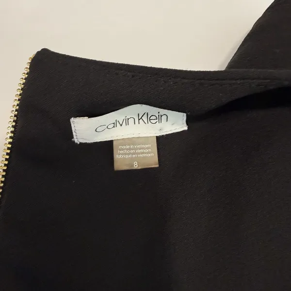 Calvin Klein Black Hi Low Trumpet Sleeveless Stretch Crepe Midi‎ Dress Size 8 - Image 10