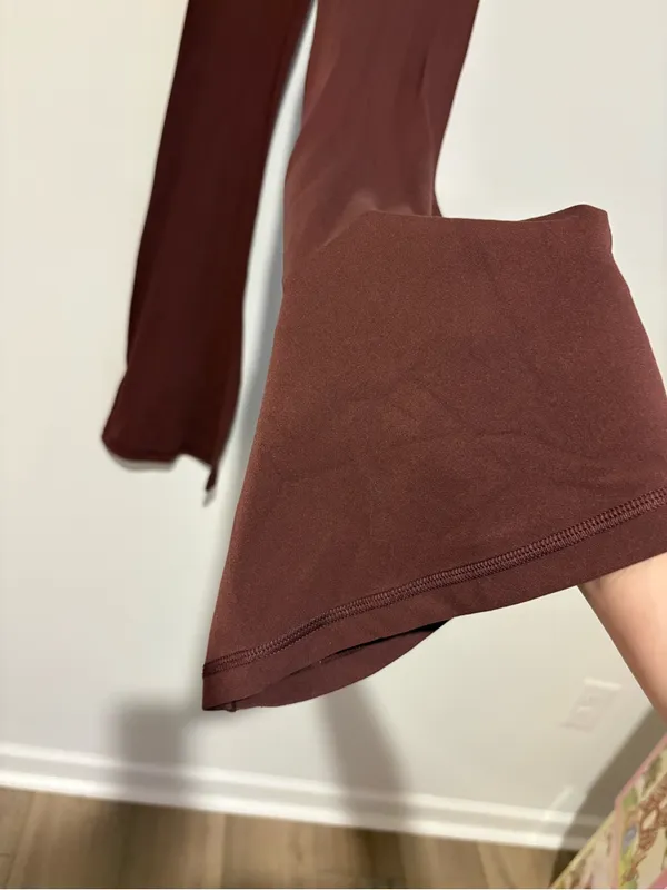 OFFLINE by Aerie High Rise Ruched Flare Leggings Brown Burgundy XS - Image 3