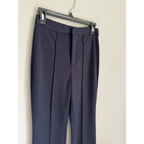 Vici Navy Blue Flat Front Flare Leg Pants Womens S Office Careerwear Classic - Image 2