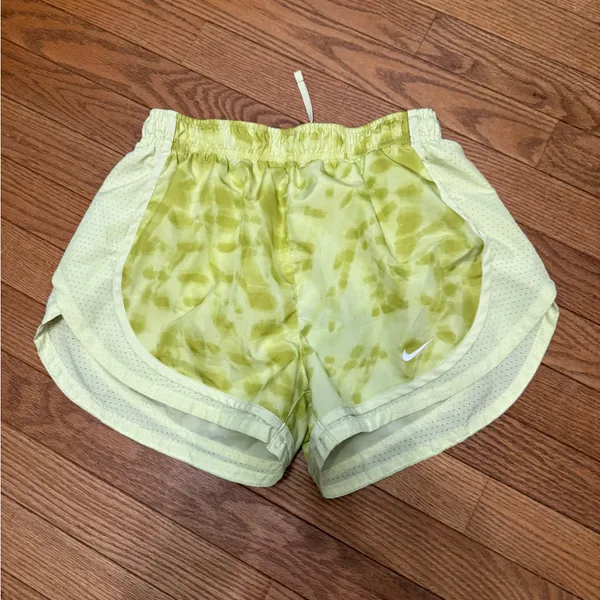 Nike Women's Light Lime Tie-Dye Athletic Shorts - Image 4