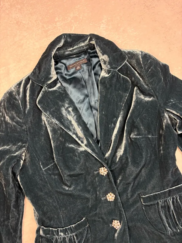 Black Velvet Blazer ✨ Rhinestone Button Dressy Jacket - Image 3